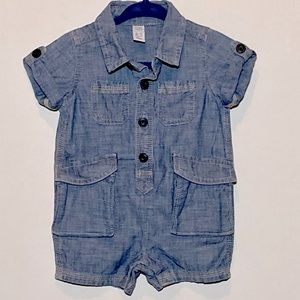 BabyGap: Boys chambray shorts romper size 0-3 months.